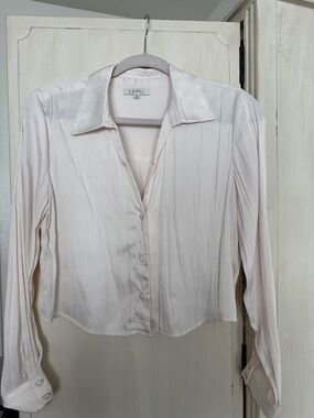 Z Supply Pale Blush Button-Front Silk-Blend Shirt